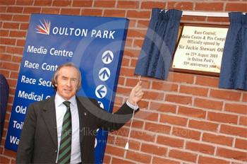 Jackie Stewart open the media centre, Oulton Park Gold Cup, 2003