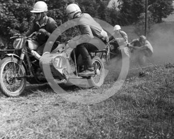 Dennis 'Wacker' Westwood and Monty Hughes, 650cc Wackman, bring up the rear, Kinver, Staffordshire, 1964.