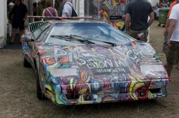 Multi-coloured Lamborghini by artist Hornsleth, Silverstone Classic 2010