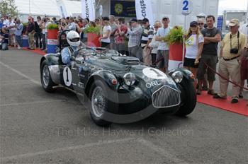 Chris Phillips/Rick Bourne, 1952 Allard J2X, in the paddock before the RAC Woodcote Trophy race, Silverstone Cassic 2009.