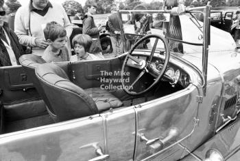 Open top Riley in the paddock, 1969 VSCC Richard Seaman Trophies meeting, Oulton Park.