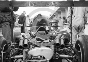 A scene in the pits, Brands Hatch, 1968 British Grand Prix.
