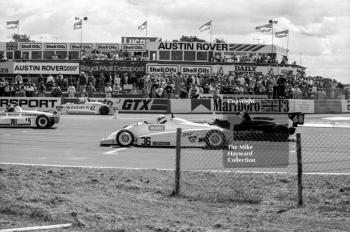 Jari Koiranen (36), Magnum 853, Giles Butterfield (68), Alan Docking Racing Ralt RT3/84, Joe Foster (15), Ralt RT30, Formula 3 cars on the grid, Silverstone, British Grand Prix 1985.
