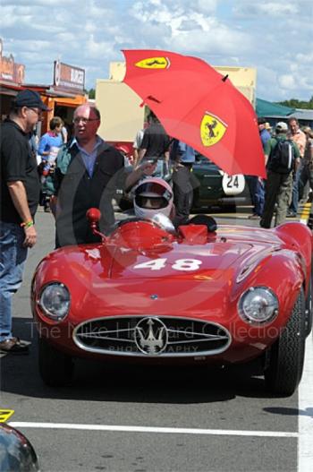 Tony Smith, 1955 Maserati 300S, in the paddock ahead of the RAC Woodcote Trophy, Silverstone Classic 2009.