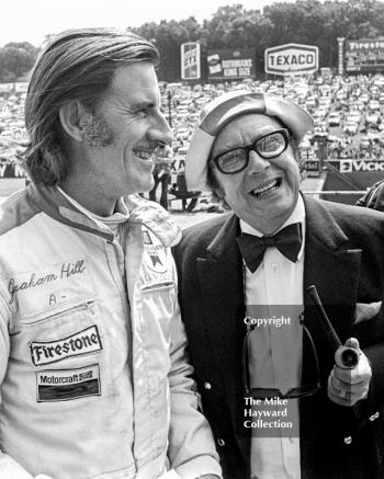 Graham Hill and Eric Morecambe, Brands Hatch, 1974 British Grand Prix
