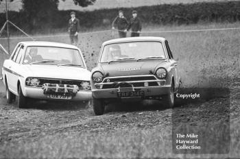 J Parsons, Lotus Cortina (reg noÂ TRF 214C), with another Lotus CortinaÂ (LUX 717F), Express & Star National Autocross, Pattingham, South Staffordshire, 1968.