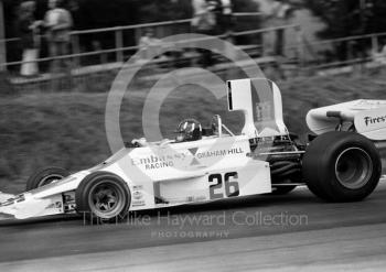 Graham Hill, Embassy Hill Lola T370, Brands Hatch, British Grand Prix 1974.
