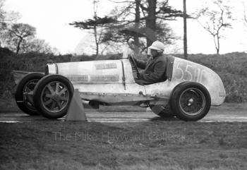 Frank Wall, Bugatti 35B, sixth National Loton Park Speed Hill Climb, April 1965.