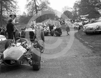 In the paddock, Loton Park hill climb, 1964