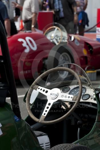 Cooper cockpit in the paddock, HGPCA Front Engine Grand Prix Cars, Silverstone Classic 2010