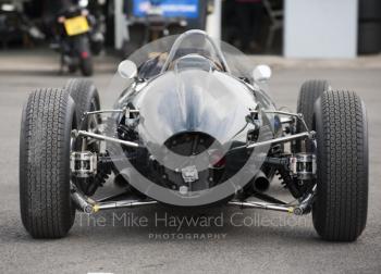 Rear engine BRM in the paddock at Silverstone Classic 2010
