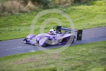 Rob Stevens, Force SR4, sparking on the straight, Hagley and District Light Car Club meeting, Loton Park Hill Climb, September 2013.