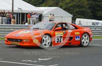 Chris Chadwick in a Ferrari F355 at Oulton Park during the Pirelli Ferrari Maranello Challenge, August 2001.
