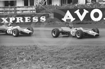 Roy Pike, Charles Lucas Brabham BT21, and Harry Stiller, Charles Lucas Brabham BT21, Oulton Park, BRSCC Â£1000 1967.
