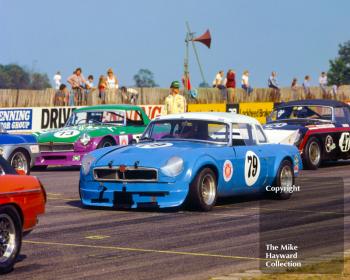 Richard Walden, MG B, MGB/MGC and Dutton Forshaw MGB GTV8 Championships, Historic Championships Meeting, Donington Park, 1983.
