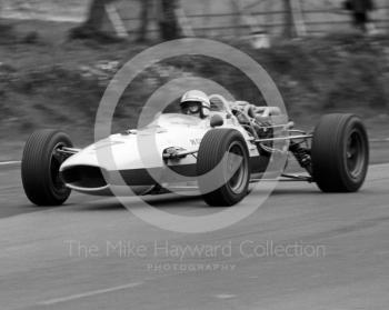 John Surtees, Honda V12 RA273, enters Druids Hairpin, Brands Hatch, Race of Champions 1967.
