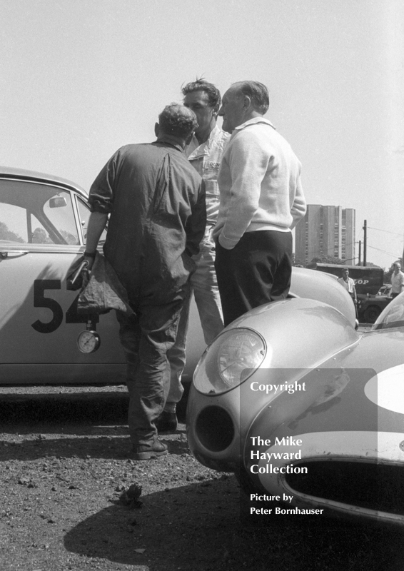 Roy Salvadori in the paddock, Crystal Palace, BSCC Round 6, June 3 1963.