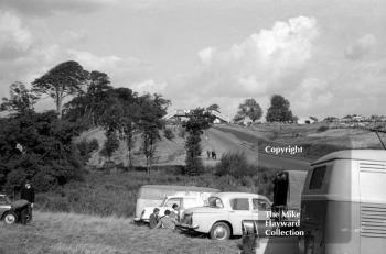 Spectators at Knickerbrook looking up Clay Hill, Oulton Park Gold Cup meeting, 1964.
