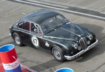 Christopher Scragg, Jaguar 3.8 Mk2, in the paddock before the HSCC Big Engine Touring race, Silverstone Classic, 2010