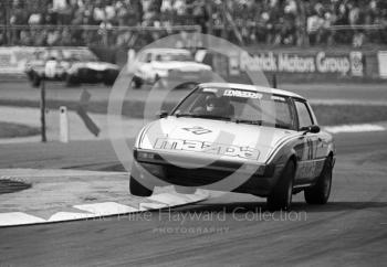 Win Percy, Mazda RX7, British Touring Car Championship round, 1981 British Grand Prix, Silverstone.
