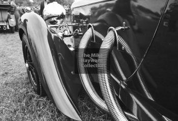 Exhaust pipe reflection, 1969 VSCC Richard Seaman Trophies meeting, Oulton Park.