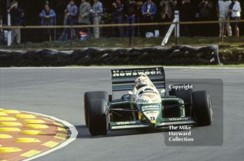 Philippe Alliot, Skoal Bandit RAM 03, at Druids Bend, Brands Hatch, 1985 European Grand Prix.
