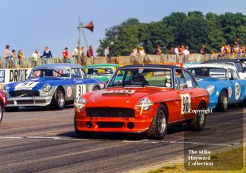 David Franklin, Huntsman Garage MGB V8, MGB/MGC Championship Donington, August, 1983
