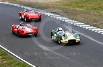 Nick Linney, Lister Jaguar Knobbly, John Harper, Cooper Monaco and Alan Minshaw, Maserati Birdcage, BRDC Historic Sports car Championship, Oulton Park Gold Cup, 2003
