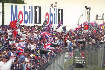 Cheering spectators at Copse Corner, Silverstone, British Grand Prix 1996.
