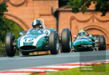 Rudi Friedrichs, Cooper T53, followed by Dan Collins, Lotus 21, HGPCA Race For Pre 1966 Grand Prix Cars, 2016 Gold Cup, Oulton Park.
