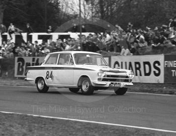 John Whitmore, Lotus Cortina, Old Hall Corner, Oulton Park Spring Race Meeting, 1965
