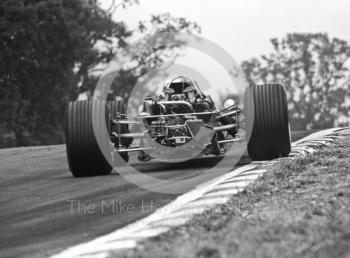 Jackie Stewart, Matra V8 MS10-02, exits South Bank Bend, British Grand Prix, Brands Hatch, 1968.