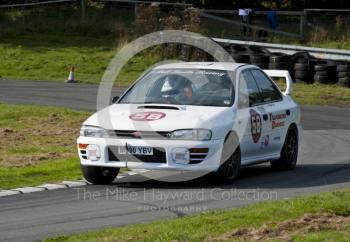 Geoff Twemlow, Subaru Impreza, Hagley and District Light Car Club meeting, Loton Park Hill Climb, September 2013.