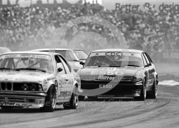 Charles Sawyer-Hoare, Equipe Esso Rover Vitesse, following Mike Newman, Ford Capri, Trimoco British Saloon Car Championship race, British Grand Prix, Silverstone, 1983.
