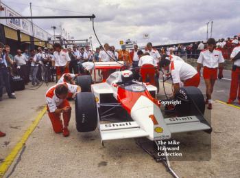 Alain Prost, Marlboro McLaren MP4/3, British Grand Prix, Silverstone, 1987.
