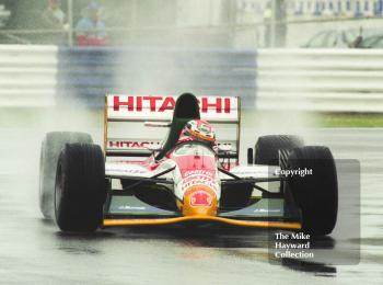 Johnny Herbert, Lotus 107B, seen during qualifying for the 1993 British Grand Prix at Silverstone.
