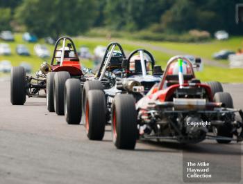 Formula Fords leaving Old Hall, 2017 Gold Cup, Oulton Park.
