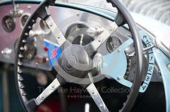 Racing car cockpit in the paddock, Silverstone Classic 2010