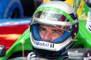 Alessandro Nannini in the pits, Benetton B190, Silverstone, British Grand Prix 1990.
