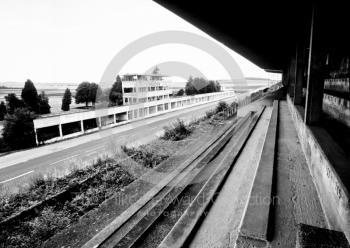 Grandstands alongside the main straight at the old grand prix circuit of Reims (Rheims) in France.