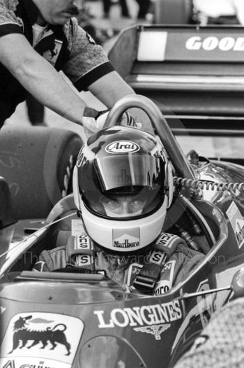 Stefan Johansson, Ferrari 156, in the pits at Brands Hatch, 1985 European Grand Prix.
