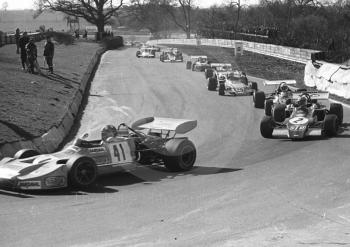 Wilson Fittipaldi, Bardahl March 712M-17, and Niki Lauda, STP March 722-5, Mallory Park, Formula 2, 1972.
