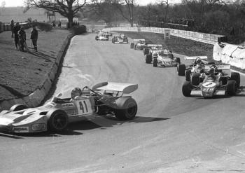 Wilson Fittipaldi, Bardahl March 712M-17, and Niki Lauda, STP March 722-5, Mallory Park, Formula 2, 1972.
