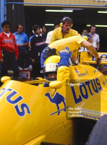 Ayrton Senna, Camel Lotus 99T, British Grand Prix, Silverstone, 1987
