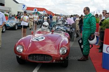 Richard Frankel/Andrew Frankel, 1955 Ferrari 750 Monza, in the paddock ahead of the RAC Woodcote Trophy, Silverstone Classic 2009.