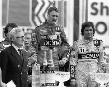 Nigel Mansell, Williams Honda, and Nelson Piquet, Williams Honda, Brands Hatch, British Grand Prix 1986.
