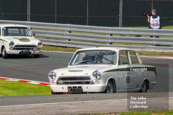 John Avill, Lotus Cortina, HSCC Historic Touring Cars Race, 2016 Gold Cup, Oulton Park.
