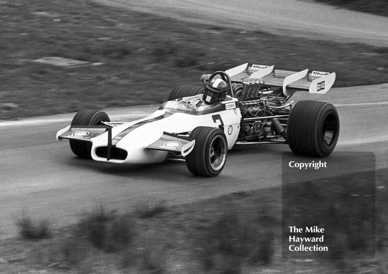 Mike MacDowell, Brabham BT36 Repco, 45th National Open meeting, Prescott Hill Climb, 1973.