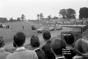 Alan Hutcheson leads John Love, Oulton Park, 1962 Gold Cup meeting.
