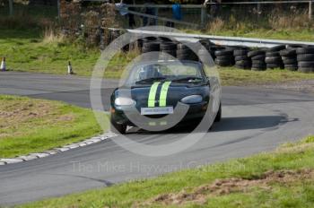 Paul Webster, Mazda MX5, Hagley and District Light Car Club meeting, Loton Park Hill Climb, September 2013.